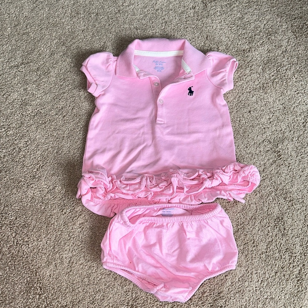 3M Ralph Lauren Pink Polo Shirt and Bloomers
